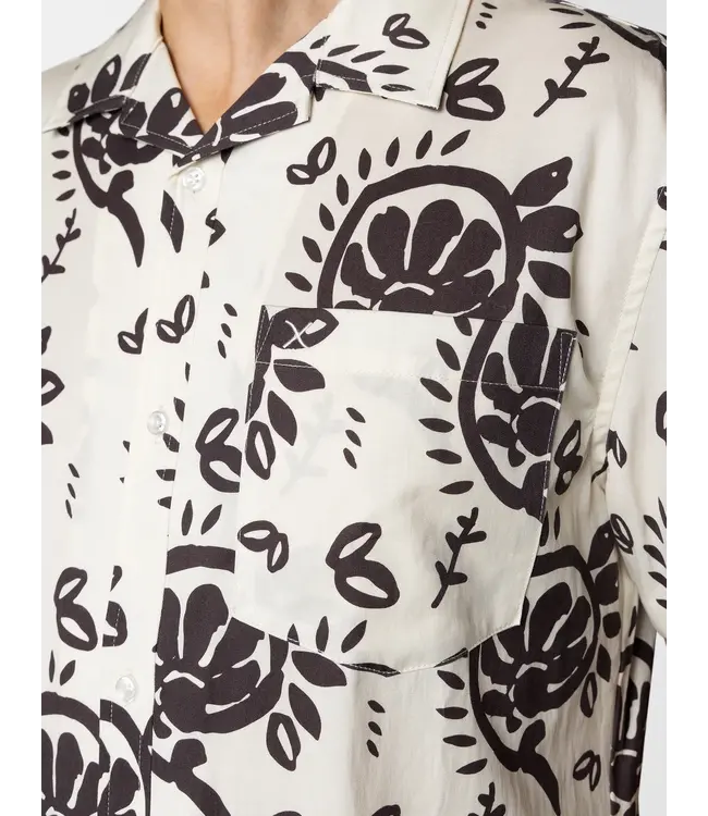 Clean Cut Copenhagen Bowling Ricco Shirt Ecru/ Dark Brown