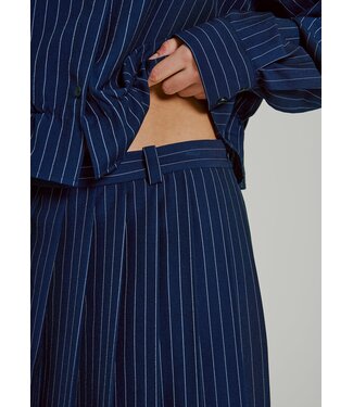 Norr Norr Neo Pinstripe Pleat Skirt Navy Pinstripe