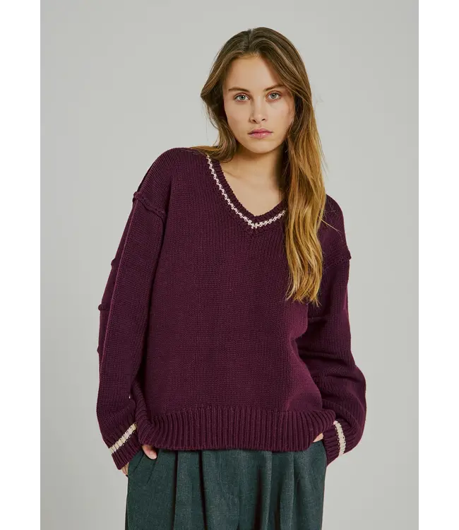 Norr Norr Margot Knit Top Deep Cherry