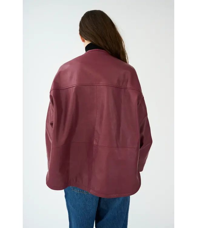 IVY Copenhagen Ivy Kylie Leather Cardigan Burgundy