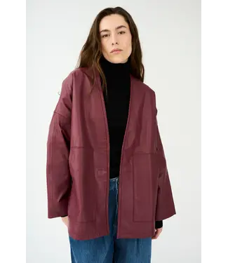 IVY Copenhagen Ivy Kylie Leather Cardigan Burgundy