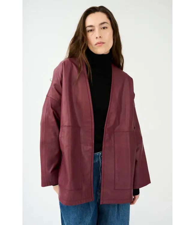Ivy Ivy Kylie Leather Cardigan Burgundy