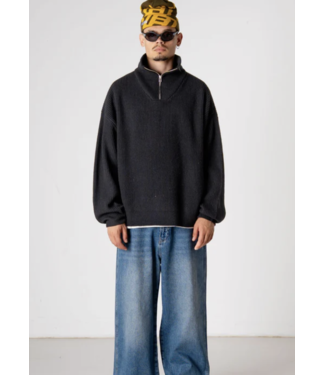 woodbird Woodbird Lee Wool Knit Half Zip Black