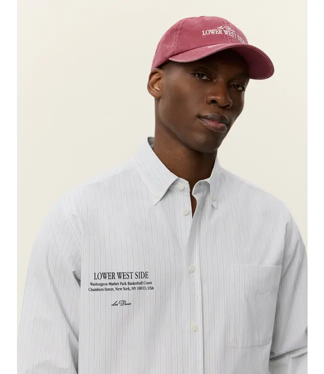 Les Deux Les Deux Kent Printed Stripe Poplin Shirt Xenon Blue