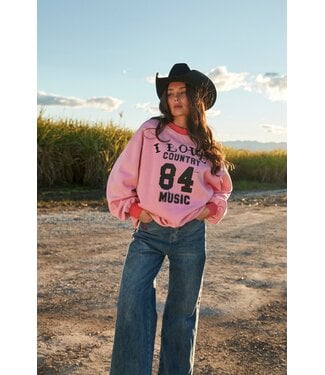 Sabbi Sabbi I Love Country Music Crew Neck Pink
