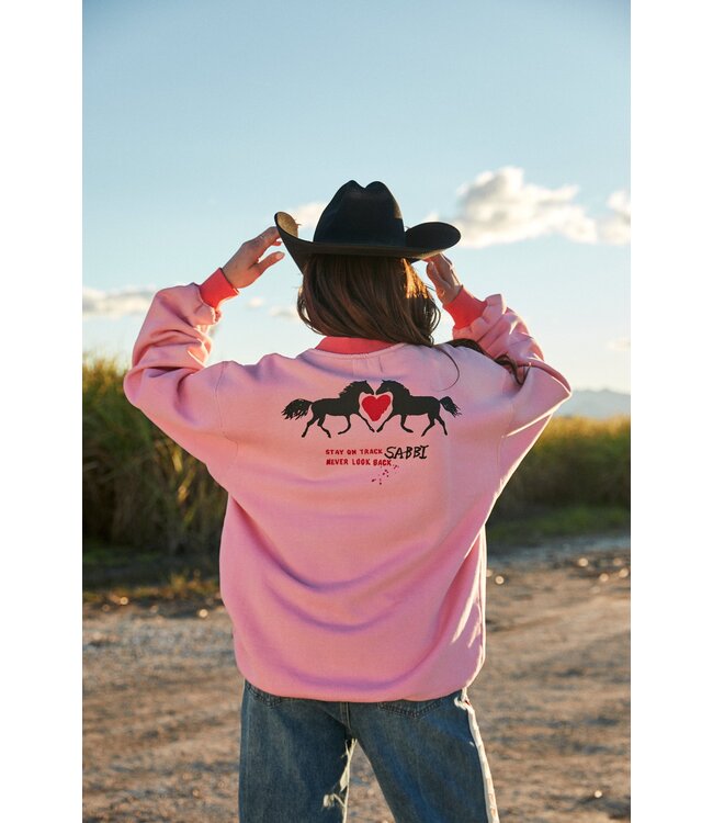Sabbi Sabbi I Love Country Music Crew Neck Pink