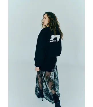 Norr Norr Daphine Sweat Top Black With White Print
