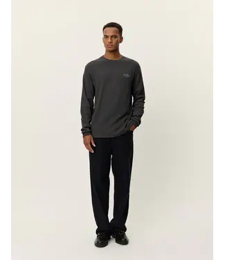 Les Deux Les Deux Brady Skyline Waffle LS T-Shirt Raven Grey