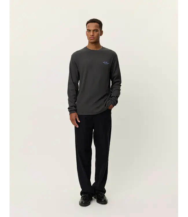Les Deux Les Deux Brady Skyline Waffle LS T-Shirt Raven Grey