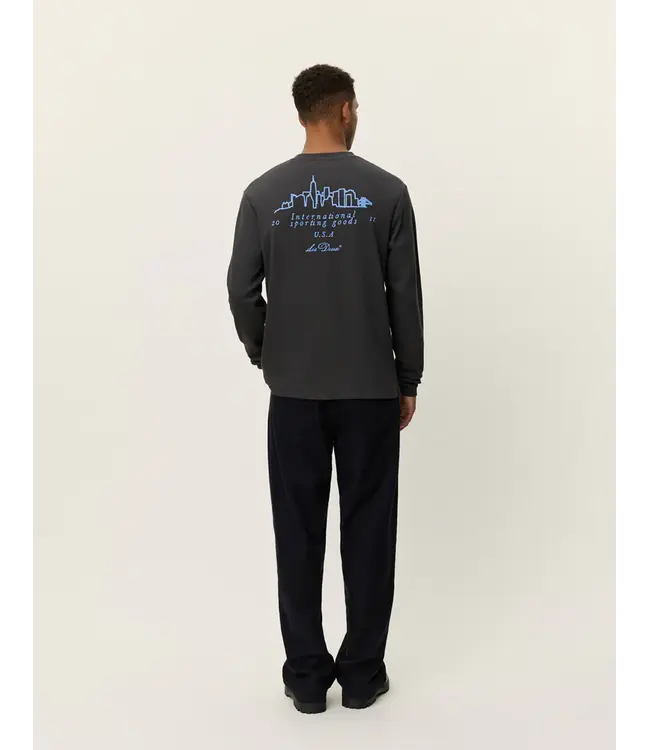 Les Deux Les Deux Brady Skyline Waffle LS T-Shirt Raven Grey