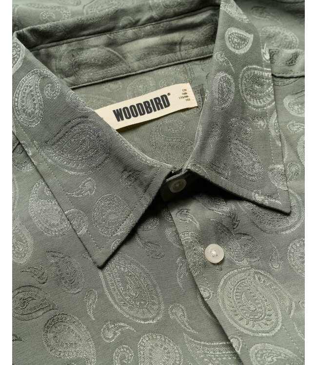 woodbird Woodbird Buzo Paisley Shirt Grey-Green