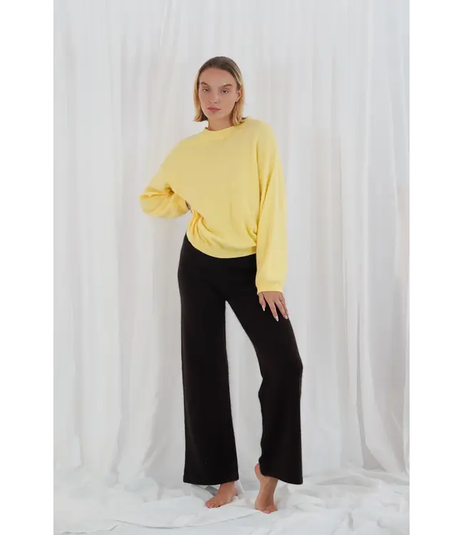 twins TWNS Colorado Long Puffed Sleeves Round Neck  Jumper Butter Yellow