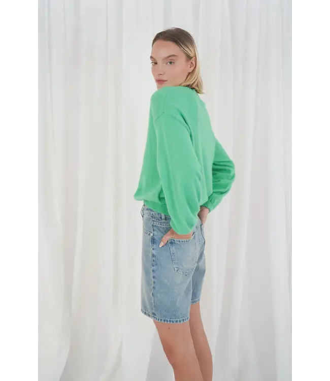Twns TWNS Colorado Long Puffed Sleeves Round Neck  Jumper Grass Green