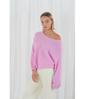 twins TWNS Livingston Long Puffed Sleeves Boat Neck  Jumper Bubble Gum