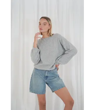 twins TWNS Los Angeles Long Puffed Sleeves Boat Neck  Jumper Dark Grey