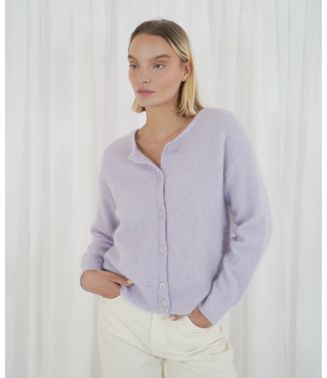 TWNS Arvada long-sleeved round-neck buttoned  cardigan Lilas
