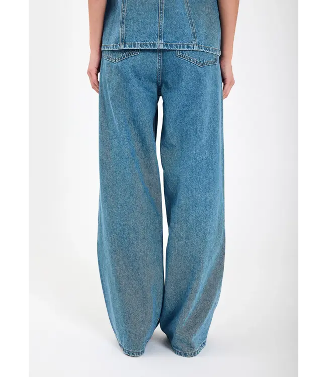 Norr Norr Kenzie Wide Button Jeans Medium Blue Denim