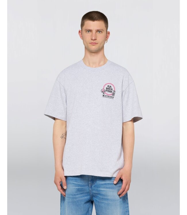 Edwin Edwin Ramen Pink T-shirt Grey Marl