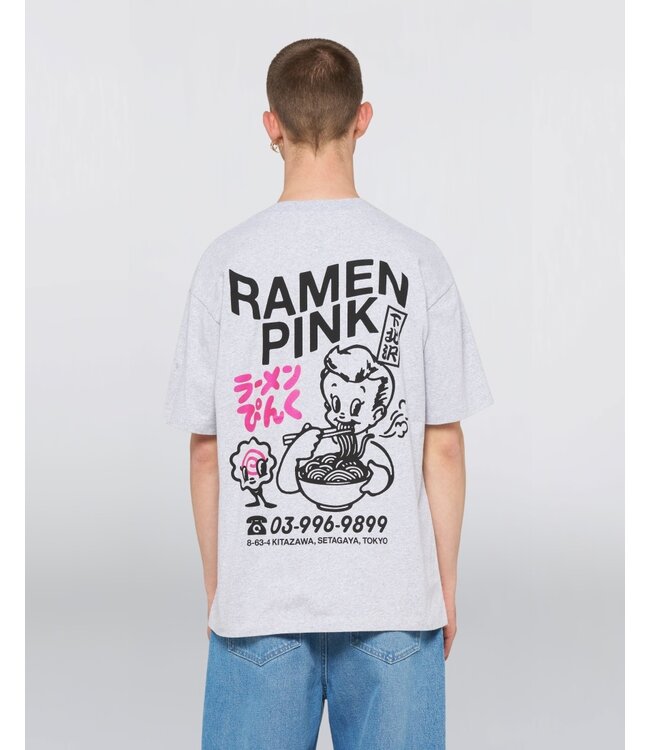 Edwin Edwin Ramen Pink T-shirt Grey Marl