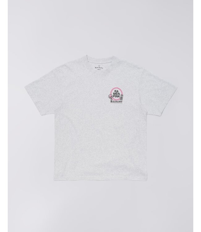 Edwin Edwin Ramen Pink T-shirt Grey Marl
