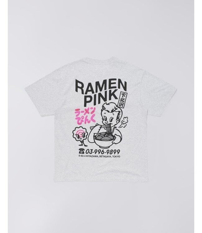 Edwin Edwin Ramen Pink T-shirt Grey Marl