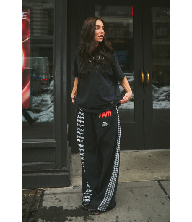 Sabbi Sabbi Be Happy Wide Sweatpants Gingham