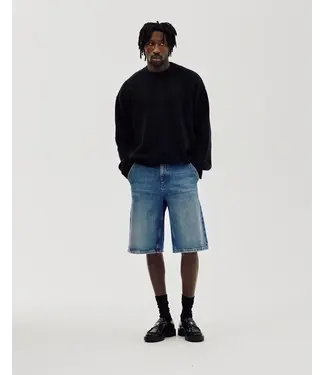 Bareen Bareen Straight Denim Shorts Faded Blue