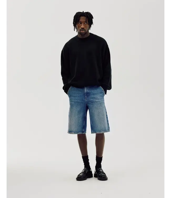 Bareen Bareen Straight Denim Shorts Faded Blue