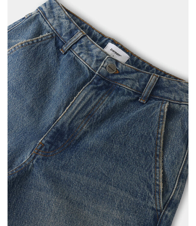 Bareen Bareen Straight Denim Shorts Faded Blue