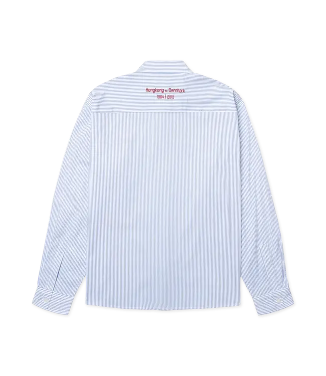 woodbird Woodbird Buzo Stripe EMB Shirt White Blue