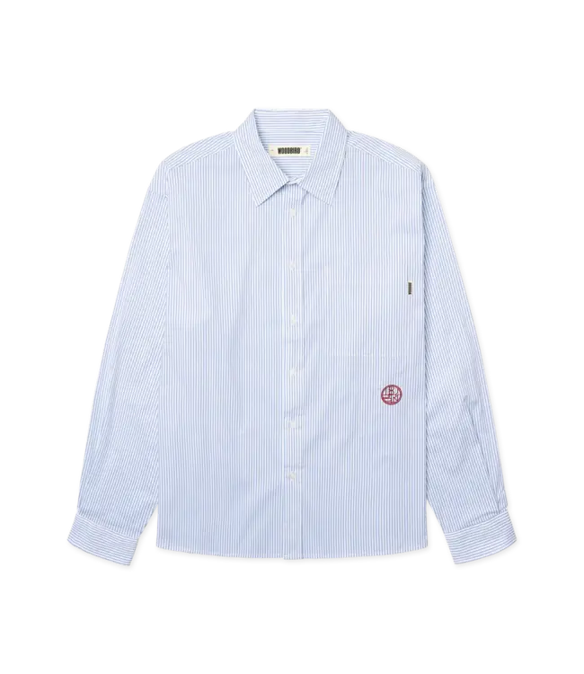 woodbird Woodbird Buzo Stripe EMB Shirt White Blue