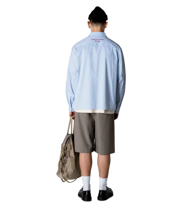 woodbird Woodbird Buzo Stripe EMB Shirt White Blue