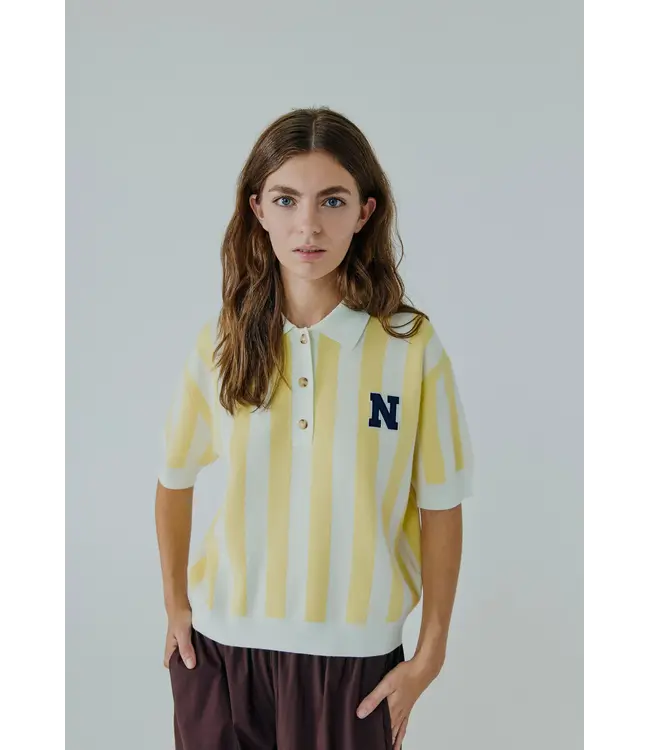 Norr Norr Varsity Knit Polo Light Yellow