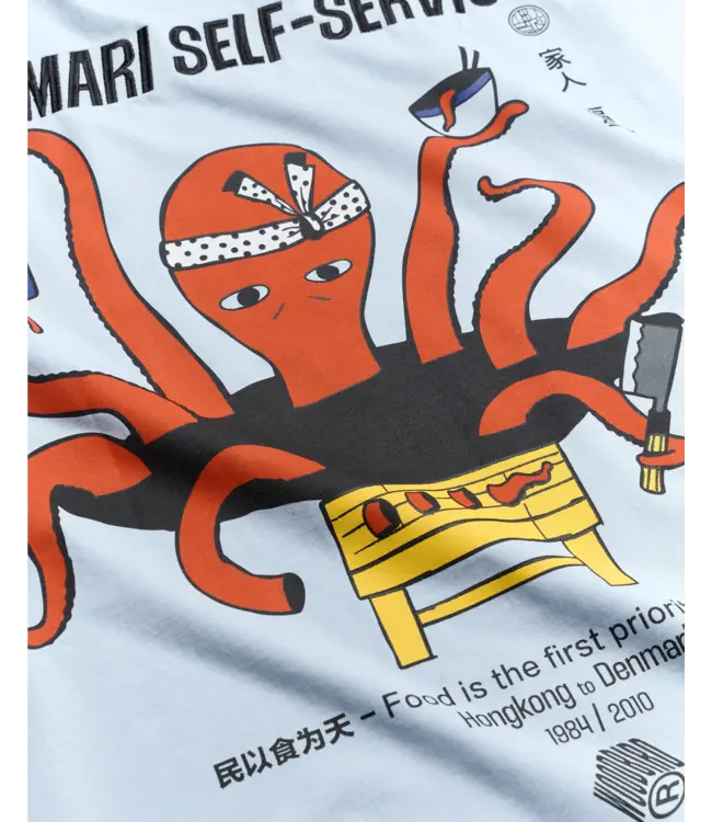 woodbird Woodbird Baine Octo Tee Dusty Blue