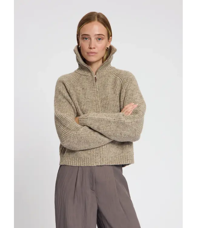 Nous Sommes Labels Nous Sommes Labels Clairie High Zip Cardigan Sand