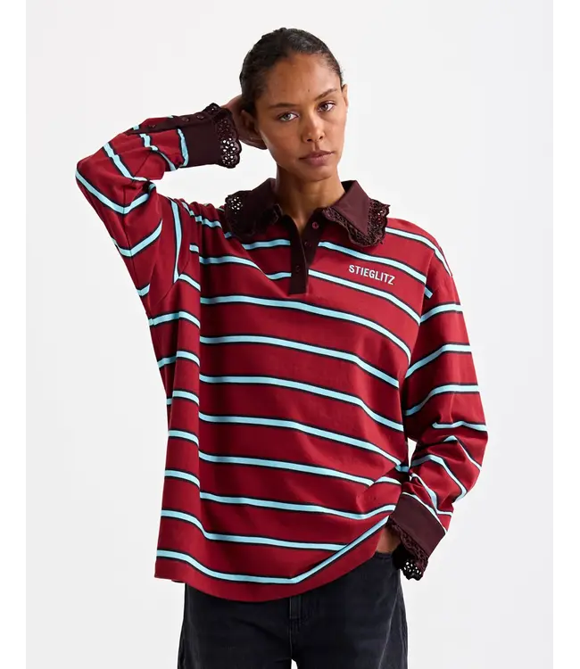 Stieglitz Stieglitz Cira Polo Longsleeve Lace Cuf Merlot
