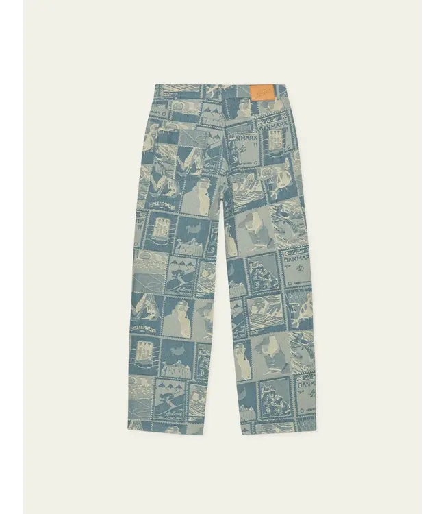 Les Deux Les Deux Roi Stamp Jacquard Jeans Denim Blue