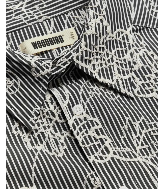 Woodbird Woodbird Brooks EMB Shirt Black-White