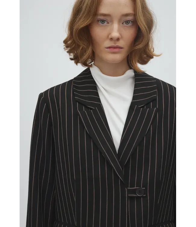 MbyM Mbym Marbel Stripe Milani-M Blazer Black Brown Pinstripe