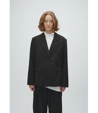 MbyM Mbym Marbel Stripe Milani-M Blazer Black Brown Pinstripe