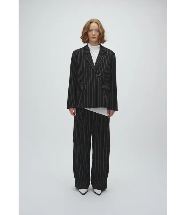 MbyM Mbym Marbel Stripe Milani-M Blazer Black Brown Pinstripe