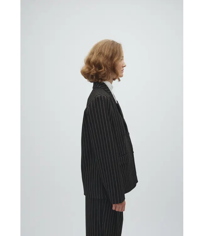 MbyM Mbym Marbel Stripe Milani-M Blazer Black Brown Pinstripe