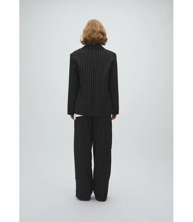 MbyM Mbym Marbel Stripe Milani-M Blazer Black Brown Pinstripe