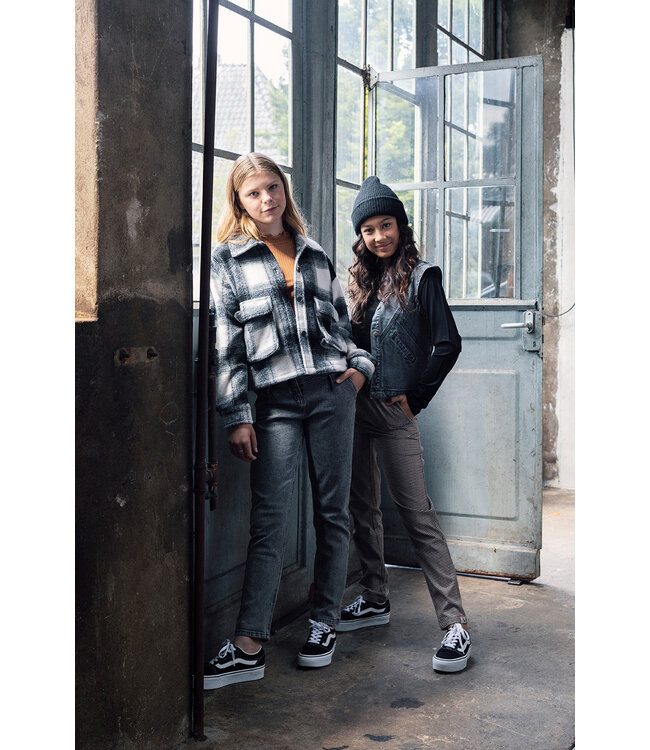 Cropped fleece jacket check