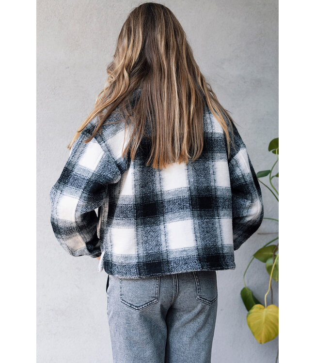 Cropped fleece jacket check