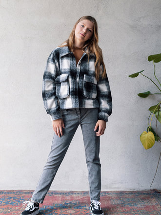 LOOXS 10sixteen Cropped fleece jacket check LOOXS 10sixteen Cropped fleece jacket check