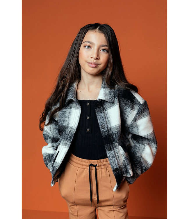 Cropped fleece jacket check