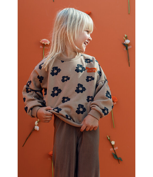 Pliss√© pants Little  wide leg Clay color