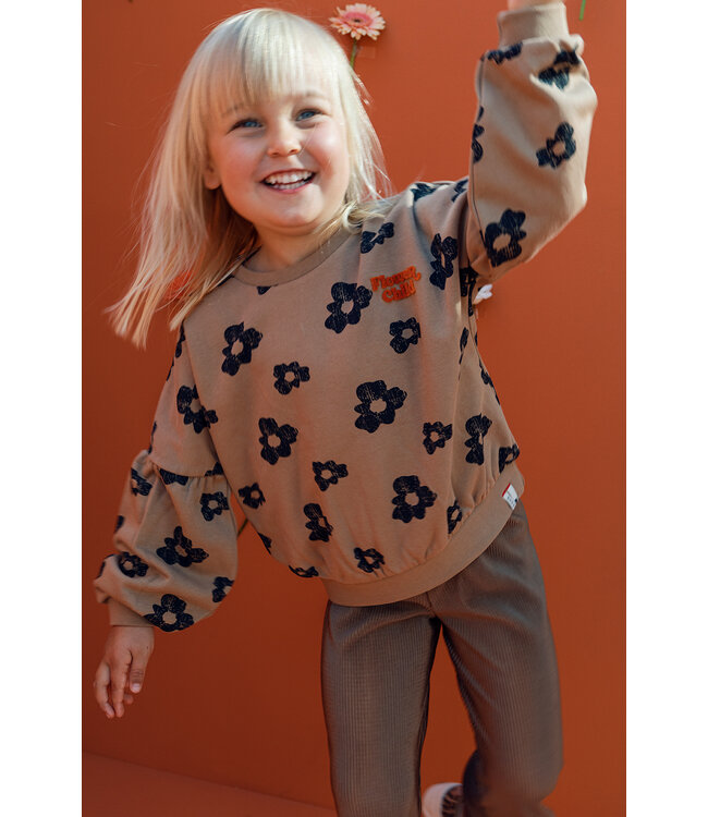 Pliss√© pants Little  wide leg Clay color