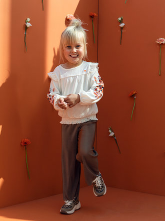 LOOXS Little Plissé pants Little  wide leg Clay color LOOXS Little Plissé pants Little  wide leg Clay color